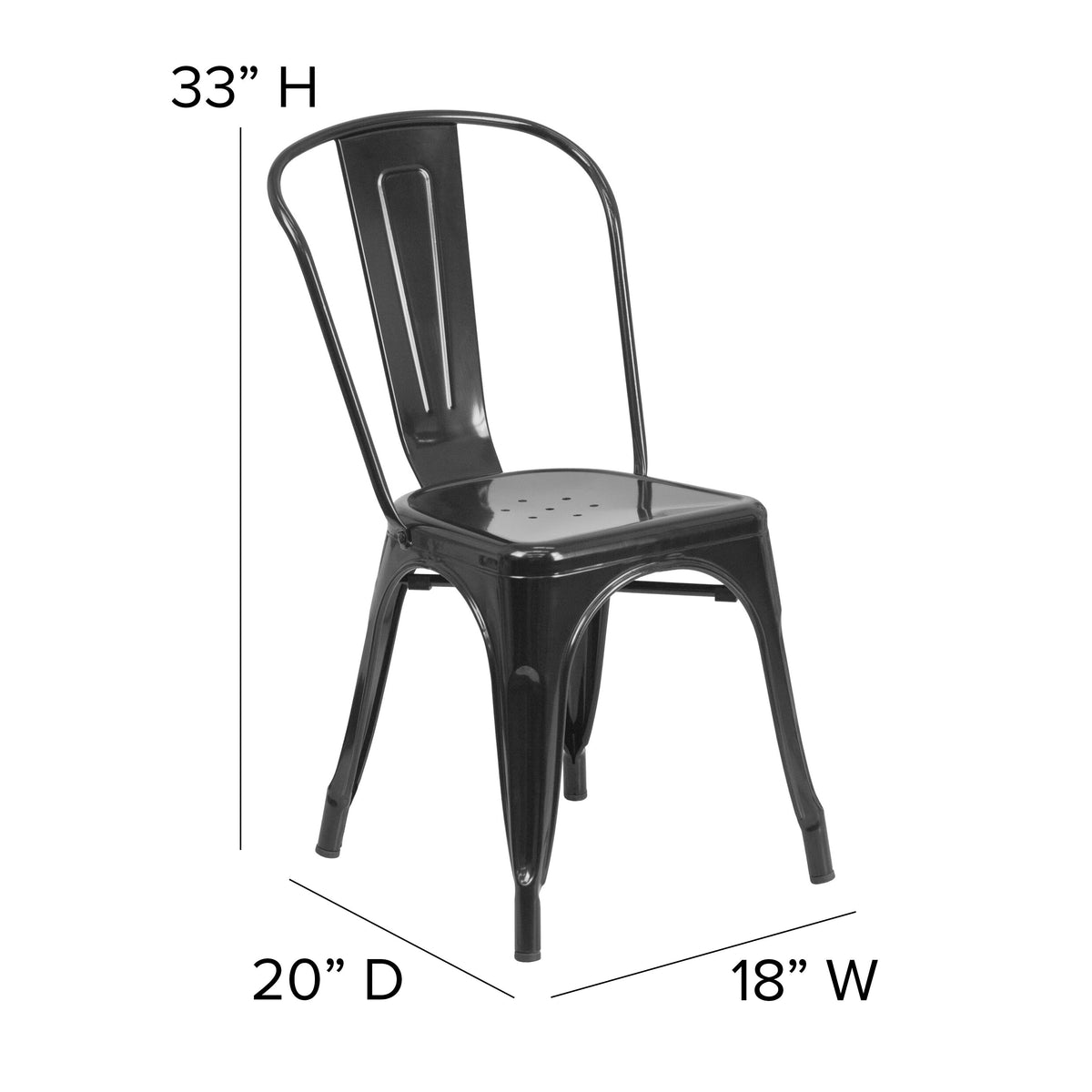 Black |#| Black Metal Indoor-Outdoor Stackable Chair - Restaurant Chair - Bistro Chair