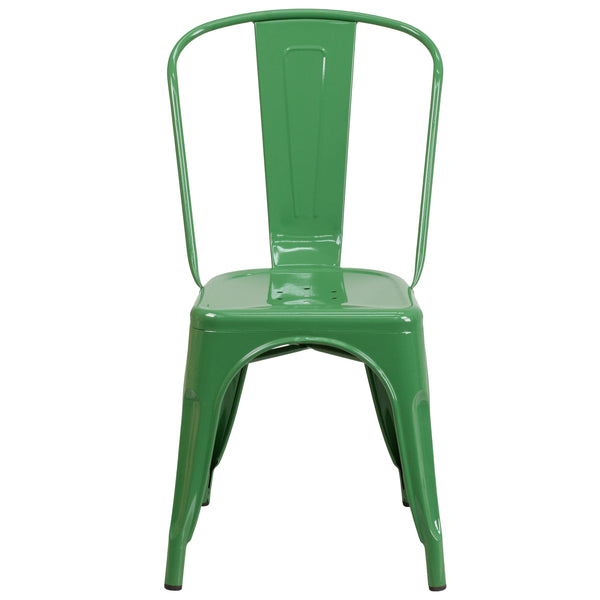 Green |#| Green Metal Indoor-Outdoor Stackable Chair - Restaurant Chair - Bistro Chair