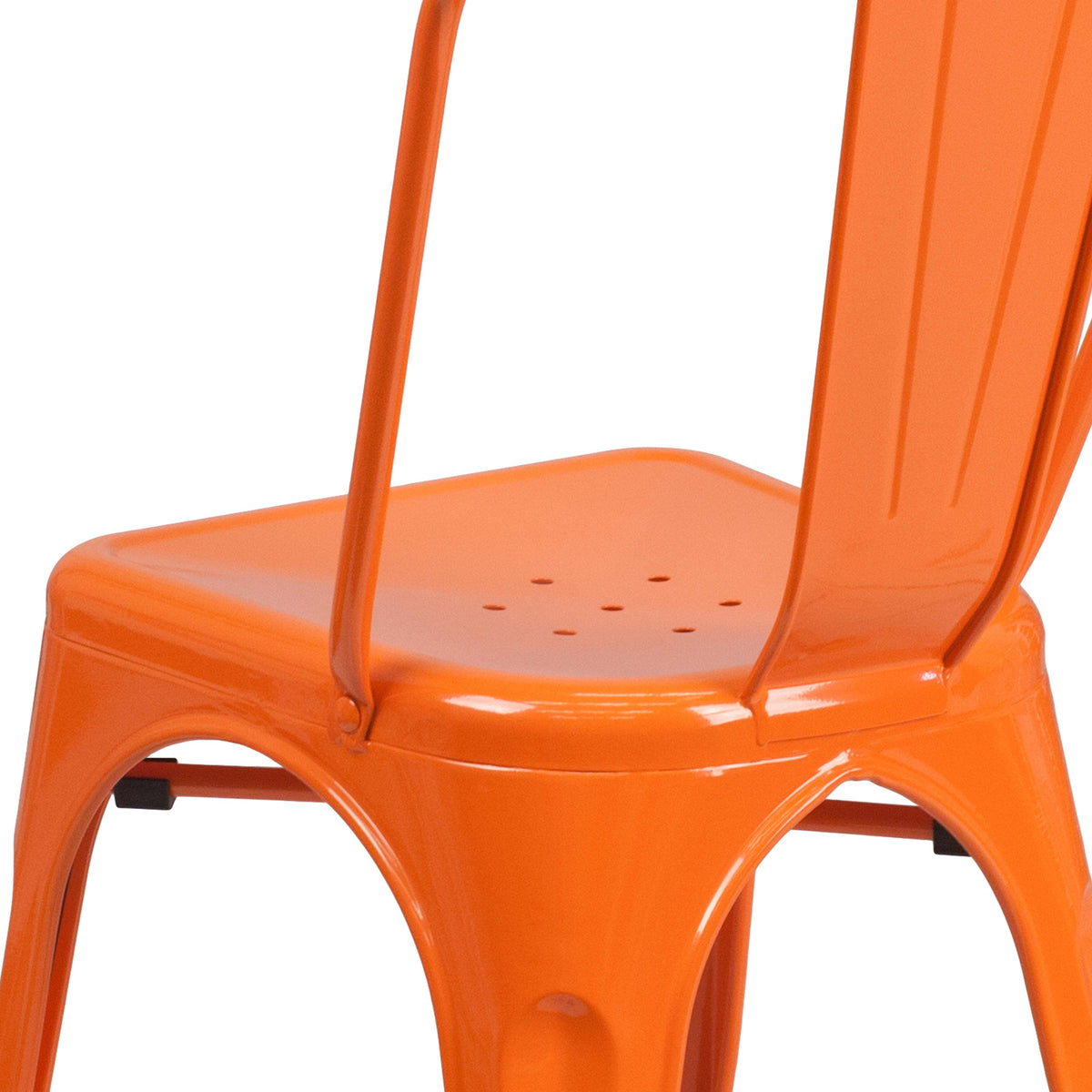 Orange |#| Orange Metal Indoor-Outdoor Stackable Chair - Restaurant Chair - Bistro Chair