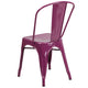 Purple |#| Purple Metal Indoor-Outdoor Stackable Chair - Kitchen Furniture - Café Chair