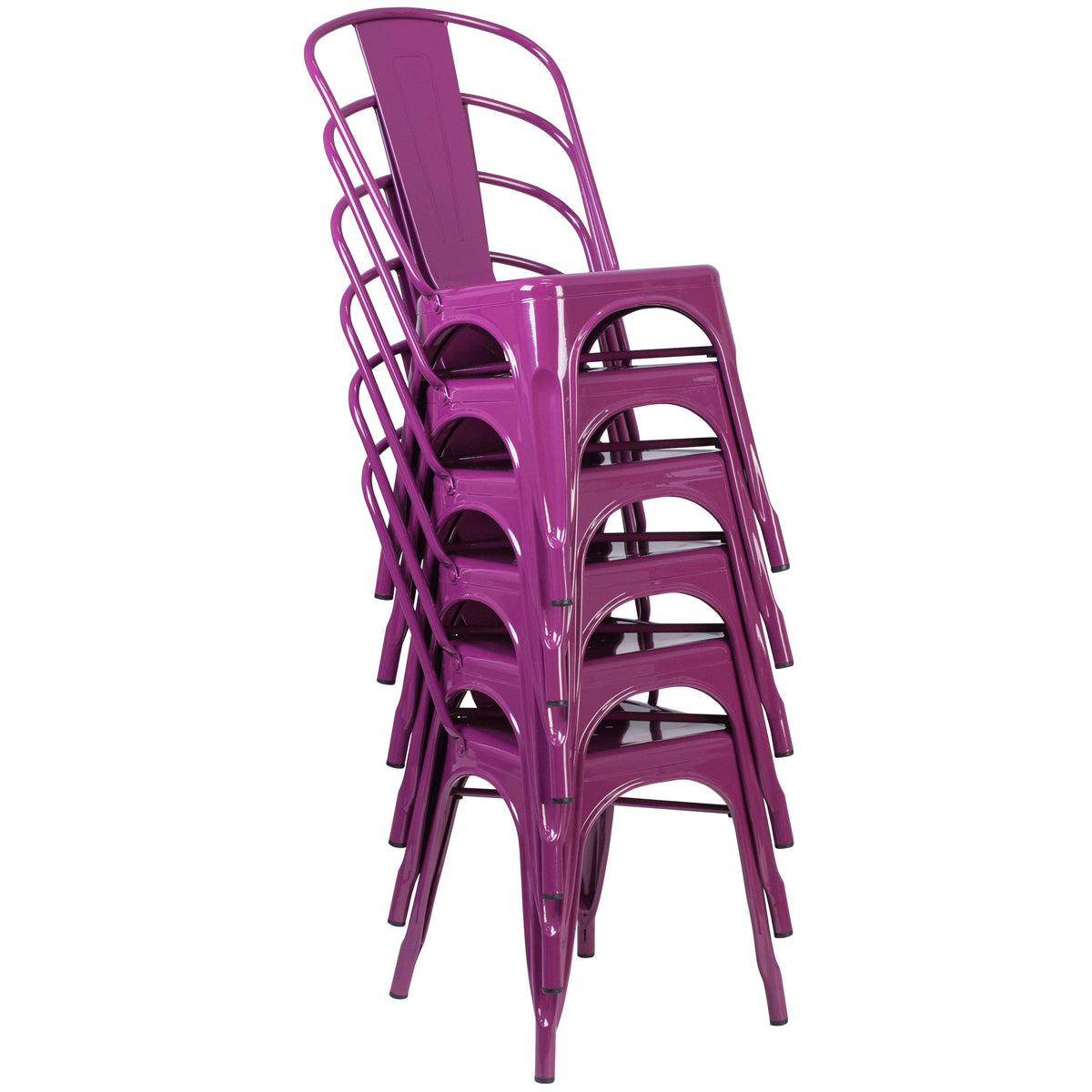 Purple |#| Purple Metal Indoor-Outdoor Stackable Chair - Kitchen Furniture - Café Chair