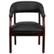 Black Vinyl |#| Black Vinyl Luxurious Conference Chair with Accent Nail Trim - Library Chair