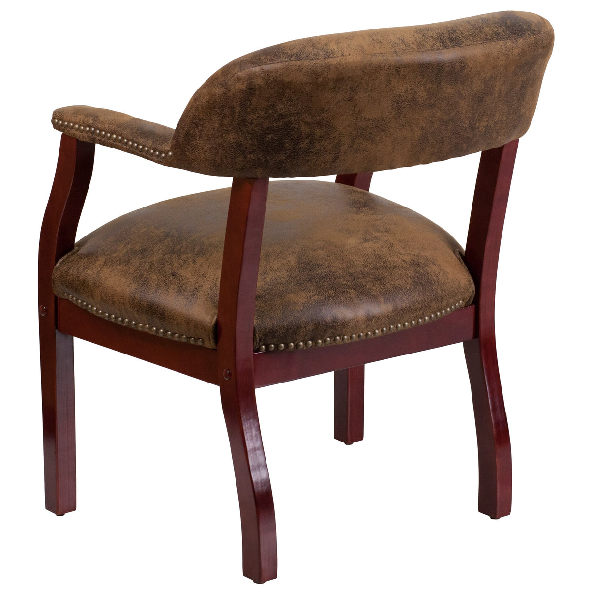 Bomber Jacket Brown Microfiber |#| Bomber Jacket Brown Luxurious Conference Chair w/ Accent Nail Trim - Side Chair