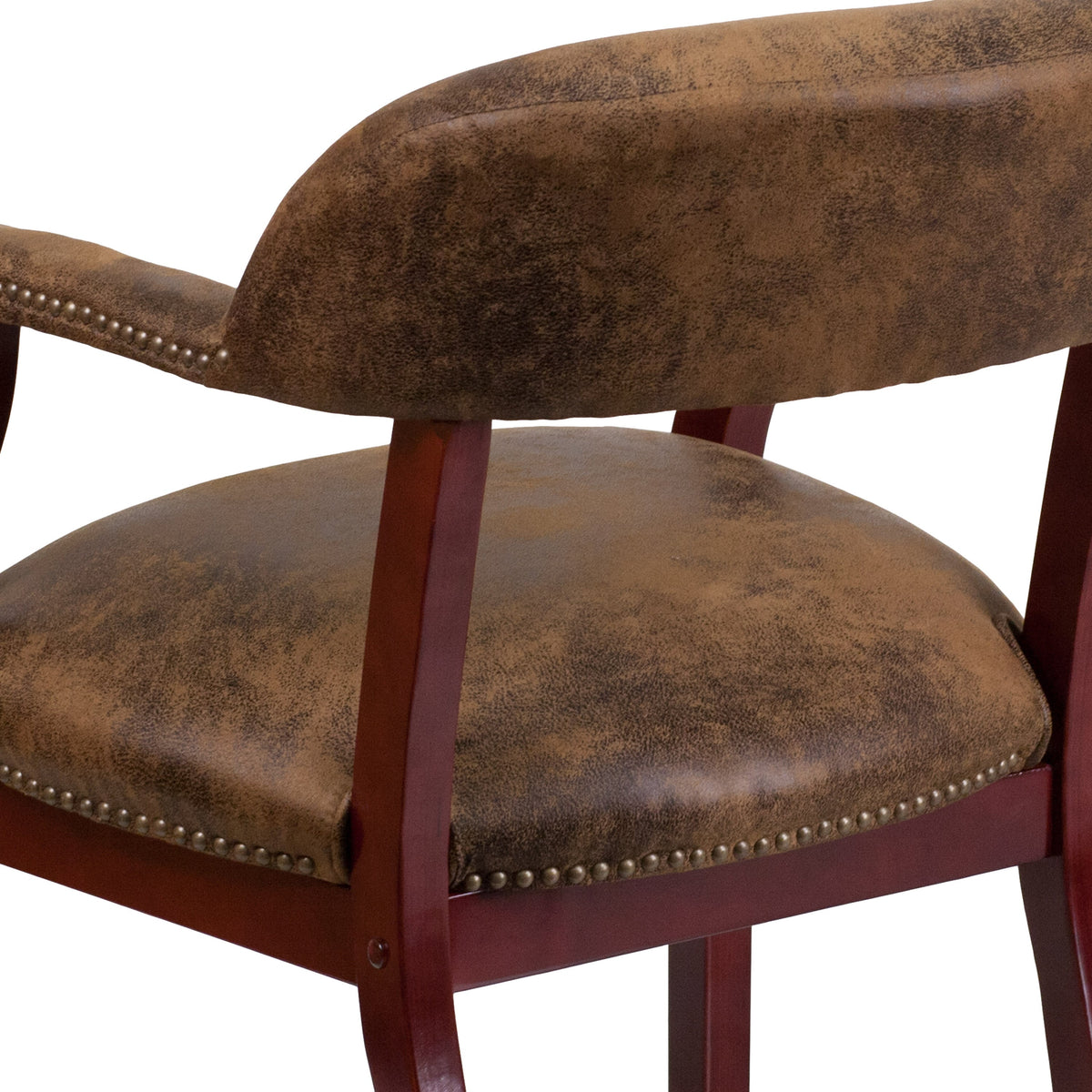 Bomber Jacket Brown Microfiber |#| Bomber Jacket Brown Luxurious Conference Chair w/ Accent Nail Trim - Side Chair