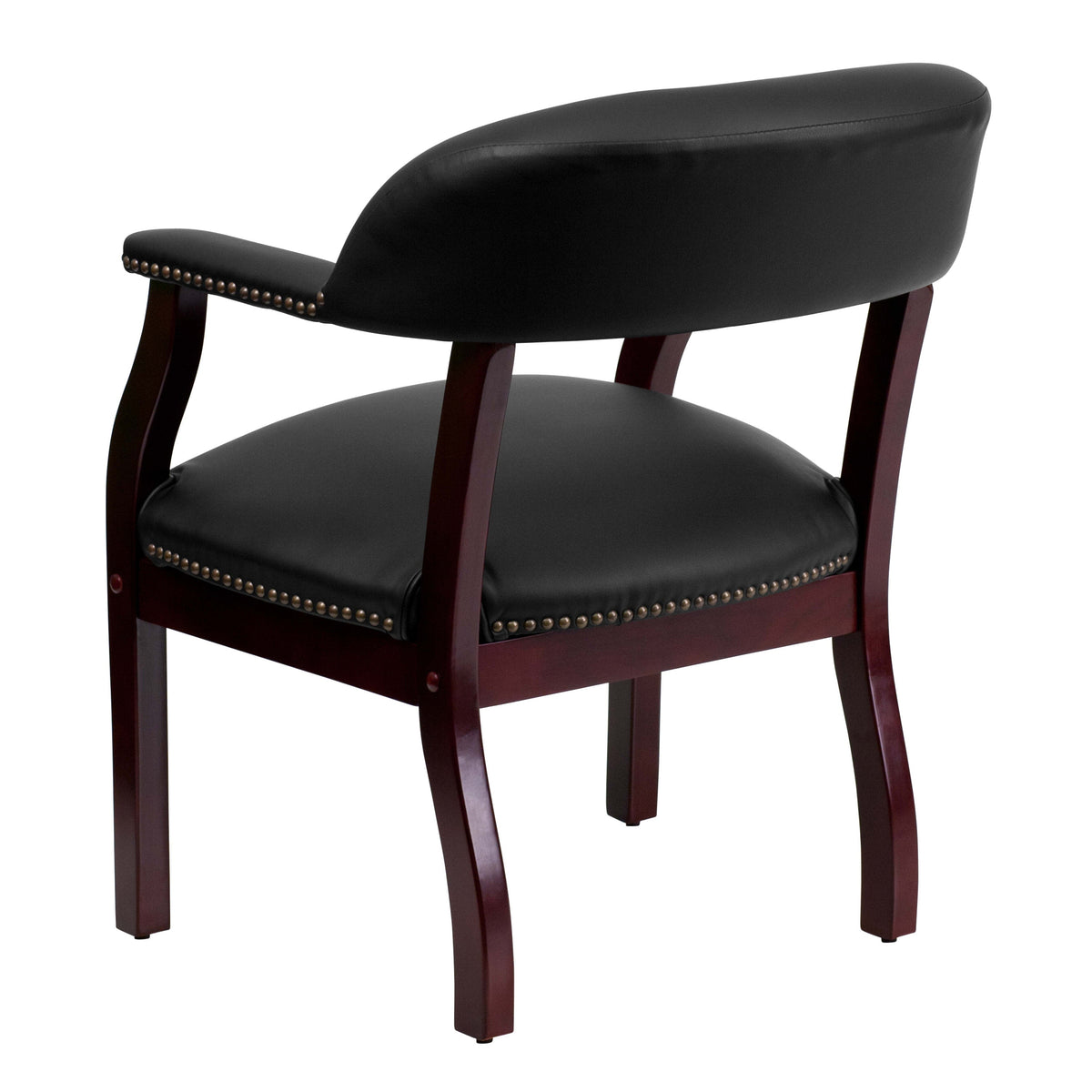 Black LeatherSoft |#| Black LeatherSoft Conference Chair with Accent Nail Trim - Library Chair