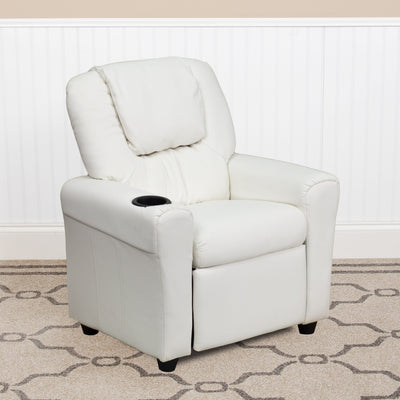 Contemporary Kids Recliner with Cup Holder and Headrest