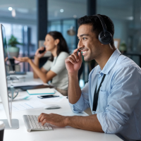 Customer Service representative taking a call