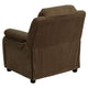 Brown Microfiber |#| Deluxe Padded Contemporary Brown Microfiber Kids Recliner with Storage Arms