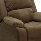 Brown Microfiber |#| Deluxe Padded Contemporary Brown Microfiber Kids Recliner with Storage Arms