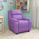 Lavender Vinyl |#| Deluxe Padded Contemporary Lavender Vinyl Kids Recliner with Storage Arms