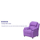 Lavender Vinyl |#| Deluxe Padded Contemporary Lavender Vinyl Kids Recliner with Storage Arms