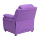 Lavender Vinyl |#| Deluxe Padded Contemporary Lavender Vinyl Kids Recliner with Storage Arms