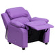 Lavender Vinyl |#| Deluxe Padded Contemporary Lavender Vinyl Kids Recliner with Storage Arms