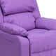 Lavender Vinyl |#| Deluxe Padded Contemporary Lavender Vinyl Kids Recliner with Storage Arms