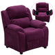 Purple Microfiber |#| Deluxe Padded Contemporary Purple Microfiber Kids Recliner with Storage Arms