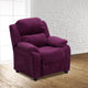 Purple Microfiber |#| Deluxe Padded Contemporary Purple Microfiber Kids Recliner with Storage Arms