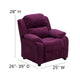 Purple Microfiber |#| Deluxe Padded Contemporary Purple Microfiber Kids Recliner with Storage Arms