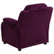 Purple Microfiber |#| Deluxe Padded Contemporary Purple Microfiber Kids Recliner with Storage Arms