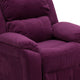 Purple Microfiber |#| Deluxe Padded Contemporary Purple Microfiber Kids Recliner with Storage Arms