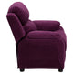 Purple Microfiber |#| Deluxe Padded Contemporary Purple Microfiber Kids Recliner with Storage Arms