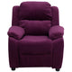 Purple Microfiber |#| Deluxe Padded Contemporary Purple Microfiber Kids Recliner with Storage Arms