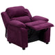 Purple Microfiber |#| Deluxe Padded Contemporary Purple Microfiber Kids Recliner with Storage Arms