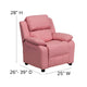 Pink Vinyl |#| Deluxe Padded Contemporary Pink Vinyl Kids Recliner with Storage Arms