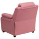 Pink Vinyl |#| Deluxe Padded Contemporary Pink Vinyl Kids Recliner with Storage Arms