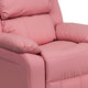 Pink Vinyl |#| Deluxe Padded Contemporary Pink Vinyl Kids Recliner with Storage Arms