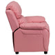 Pink Vinyl |#| Deluxe Padded Contemporary Pink Vinyl Kids Recliner with Storage Arms