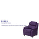 Purple Vinyl |#| Deluxe Padded Contemporary Purple Vinyl Kids Recliner with Storage Arms