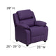 Purple Vinyl |#| Deluxe Padded Contemporary Purple Vinyl Kids Recliner with Storage Arms