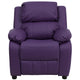 Purple Vinyl |#| Deluxe Padded Contemporary Purple Vinyl Kids Recliner with Storage Arms