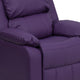 Purple Vinyl |#| Deluxe Padded Contemporary Purple Vinyl Kids Recliner with Storage Arms