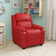 Red Vinyl |#| Deluxe Padded Contemporary Red Vinyl Kids Recliner with Storage Arms