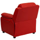 Red Vinyl |#| Deluxe Padded Contemporary Red Vinyl Kids Recliner with Storage Arms