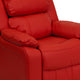 Red Vinyl |#| Deluxe Padded Contemporary Red Vinyl Kids Recliner with Storage Arms