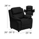 Black LeatherSoft |#| Deluxe Padded Contemporary Black LeatherSoft Kids Recliner with Storage Arms