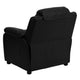 Black LeatherSoft |#| Deluxe Padded Contemporary Black LeatherSoft Kids Recliner with Storage Arms