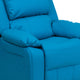 Turquoise Vinyl |#| Deluxe Padded Contemporary Turquoise Vinyl Kids Recliner with Storage Arms