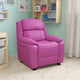 Hot Pink Vinyl |#| Deluxe Padded Contemporary Hot Pink Vinyl Kids Recliner with Storage Arms