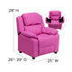 Hot Pink Vinyl |#| Deluxe Padded Contemporary Hot Pink Vinyl Kids Recliner with Storage Arms