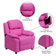 Hot Pink Vinyl |#| Deluxe Padded Contemporary Hot Pink Vinyl Kids Recliner with Storage Arms