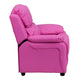 Hot Pink Vinyl |#| Deluxe Padded Contemporary Hot Pink Vinyl Kids Recliner with Storage Arms