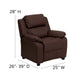 Brown LeatherSoft |#| Deluxe Padded Contemporary Brown LeatherSoft Kids Recliner with Storage Arms