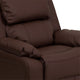 Brown LeatherSoft |#| Deluxe Padded Contemporary Brown LeatherSoft Kids Recliner with Storage Arms