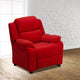 Red Microfiber |#| Deluxe Padded Contemporary Red Microfiber Kids Recliner with Storage Arms