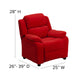 Red Microfiber |#| Deluxe Padded Contemporary Red Microfiber Kids Recliner with Storage Arms