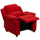 Red Microfiber |#| Deluxe Padded Contemporary Red Microfiber Kids Recliner with Storage Arms