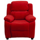 Red Microfiber |#| Deluxe Padded Contemporary Red Microfiber Kids Recliner with Storage Arms